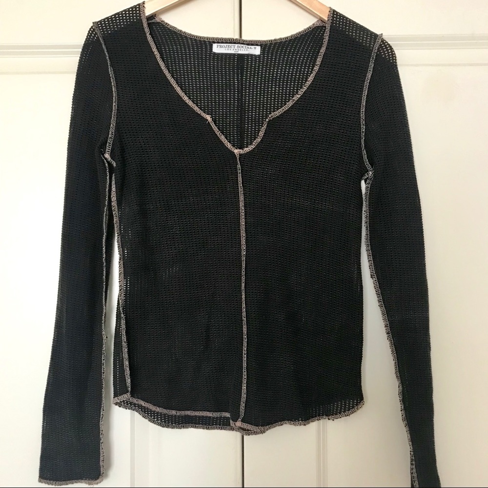 Project Social T✨ See-Through Black Top